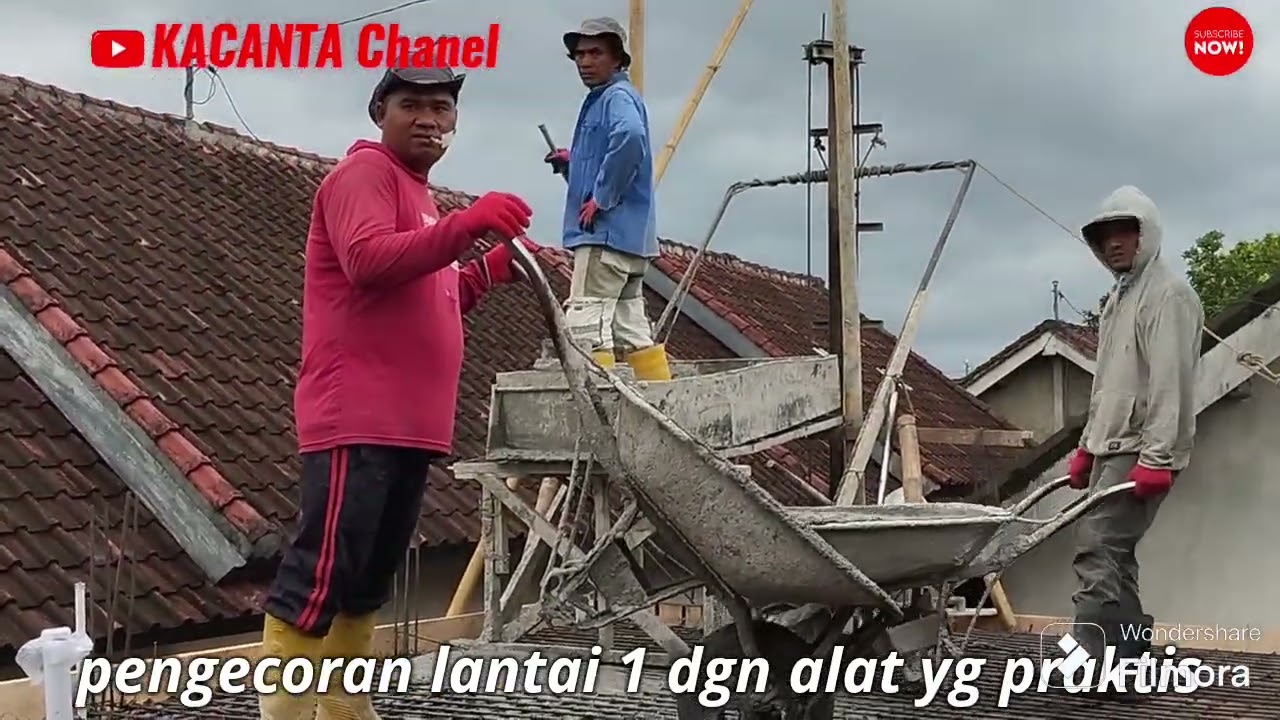 Pengecoran lantai 1 dengan alat bantu yg oeraktis  dan cepat