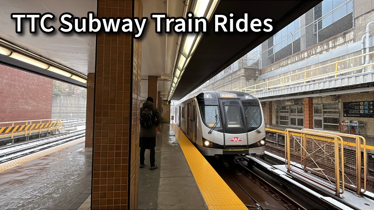 Toronto TTC Subway Train Rides on Lines 1 & 2 - First Snowfall 11/9/2025