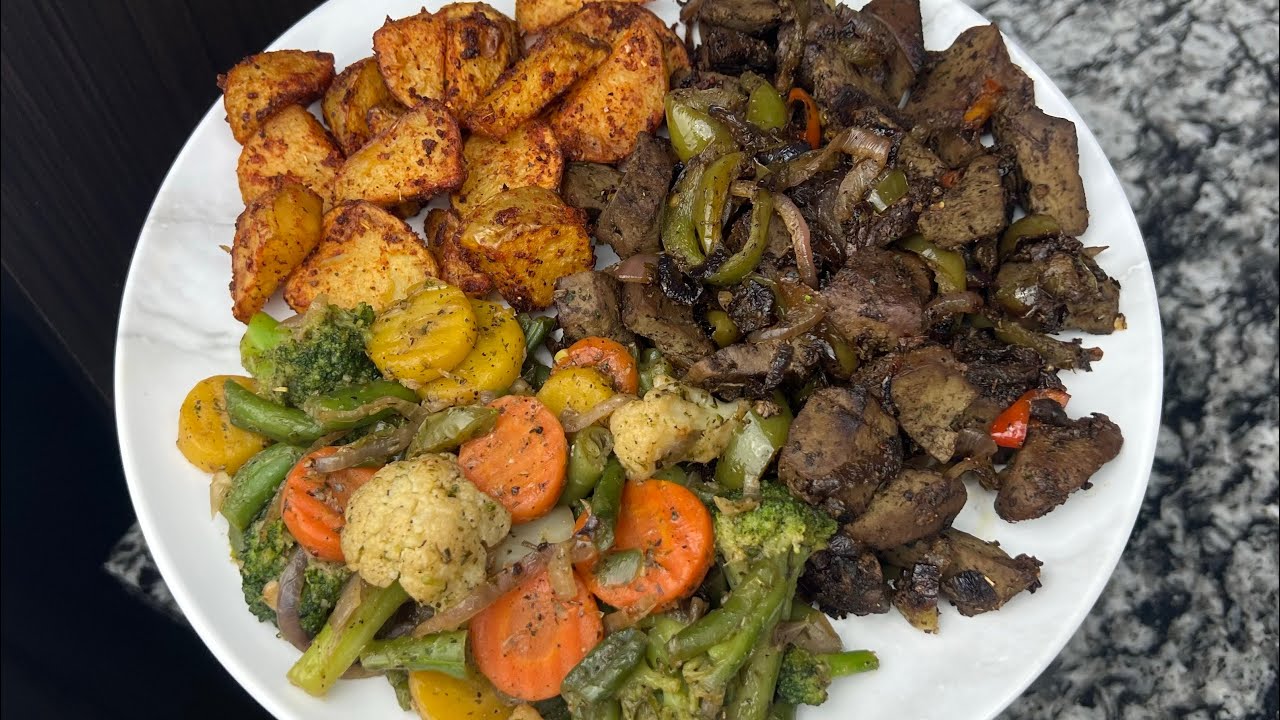 Beef Liver Stir Fry with Vegetables | Crispy Air Fried Potatoes