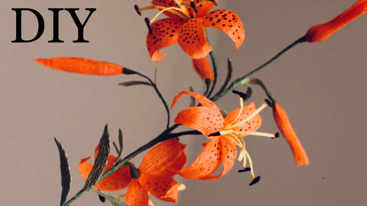 Тигровые лилии из бумаги / DIY Crepe Paper tiger lily / Tutorial