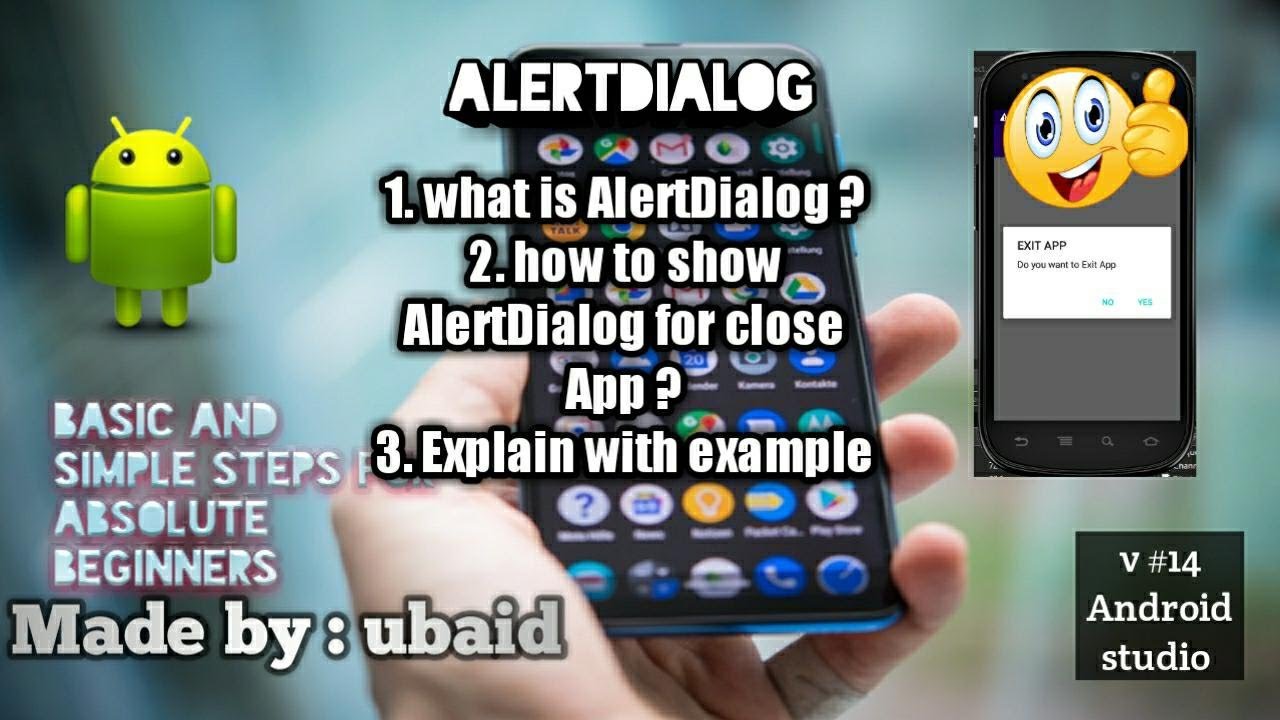v#14 || Android AlertDialog || Exit App button handle|| Hindi/Urdu|| Absolute Beginners || Android