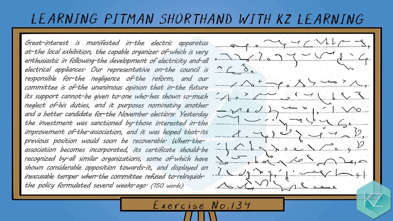 Exercise No.134 @ 60 WPM - Pitman Shorthand Dictation - KZ Learning