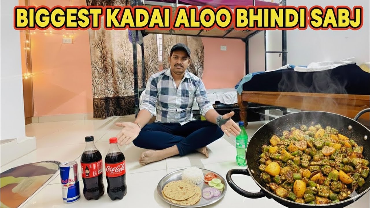 Biggest Kadai Aloo Bhindi Sabji  in PG 😋 || Bengaluru PG || #vlog 