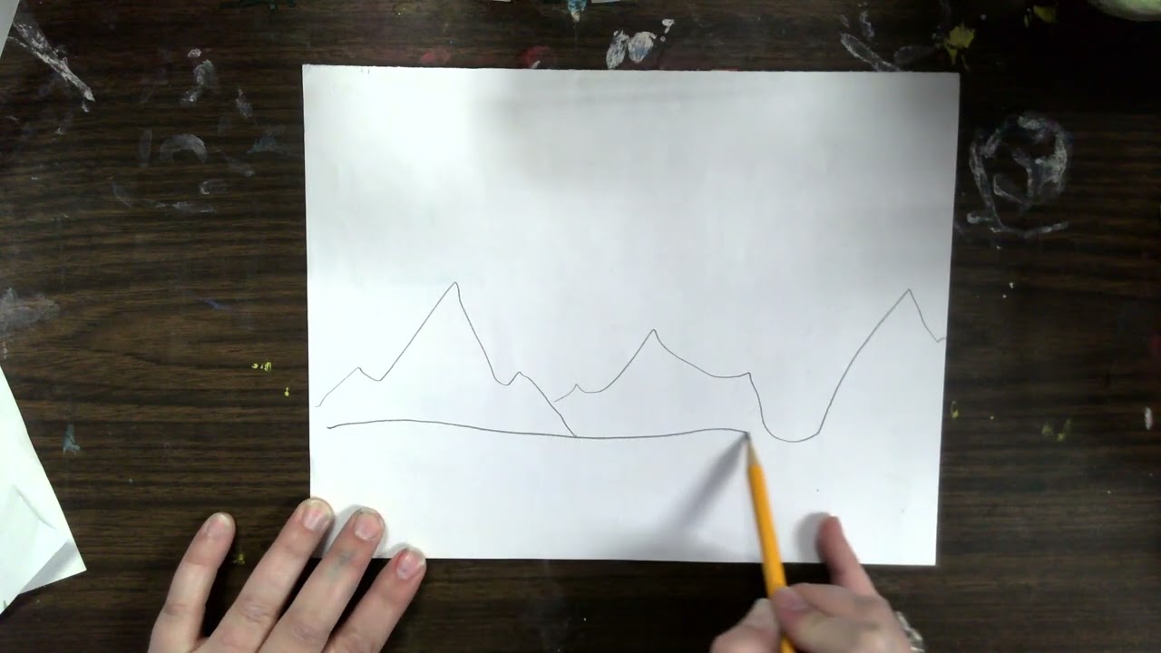 Starry Night: Step 1 Preliminary sketch