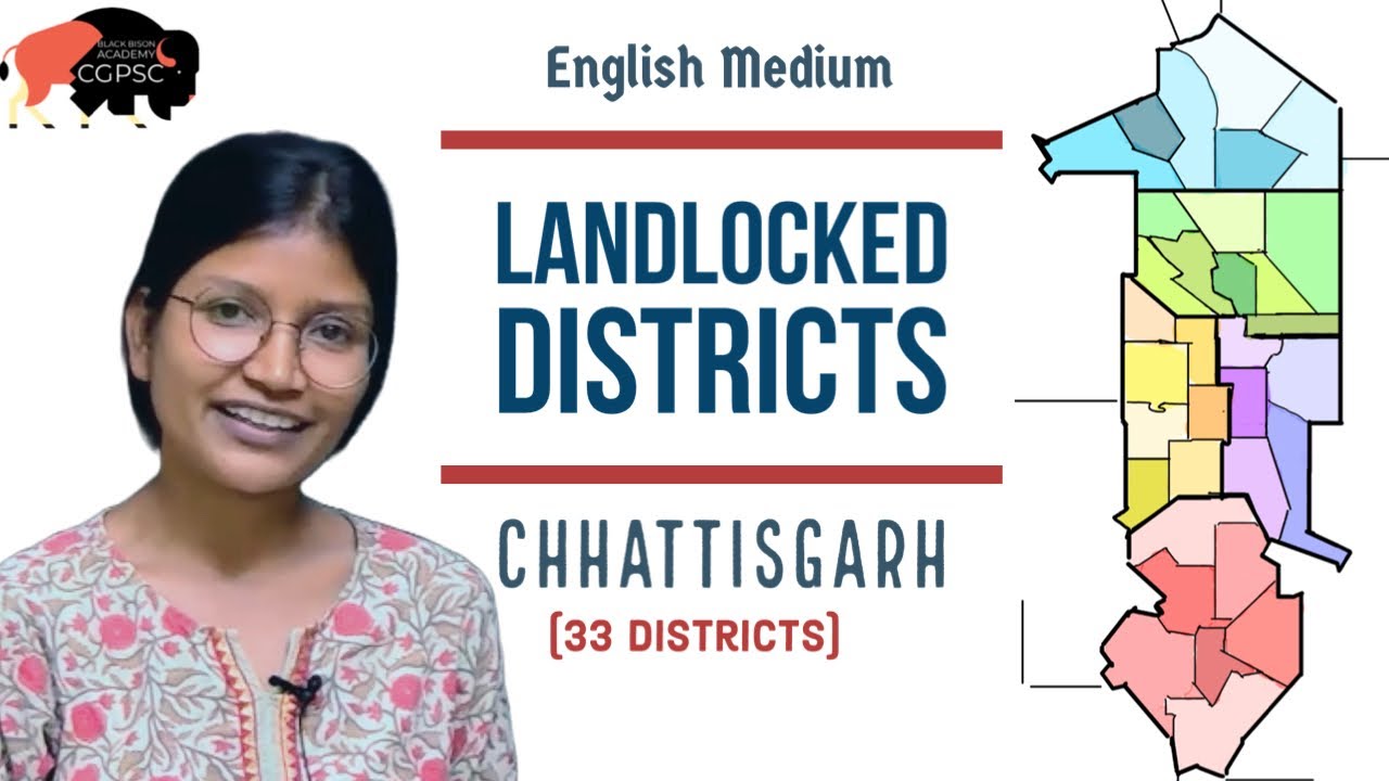 LAND LOCKED districts of CHHATTISGARH (with 33 DISTRICTS) : CGPSC PRELIMS 2022-23 , ENGLISH MEDIUM