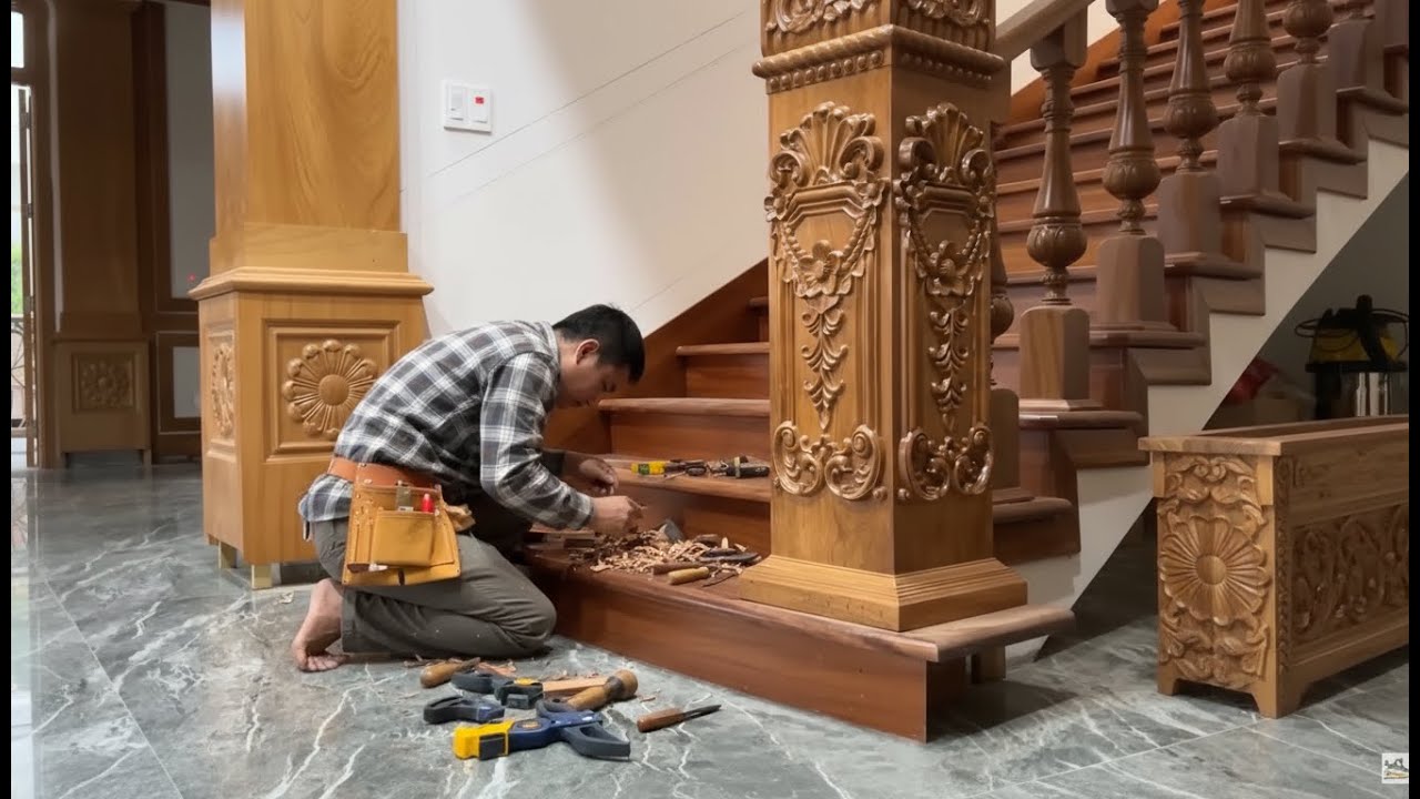 Creating a Massive Natural Wood Staircase with Unbelievable Craftsmanship by Mr Van