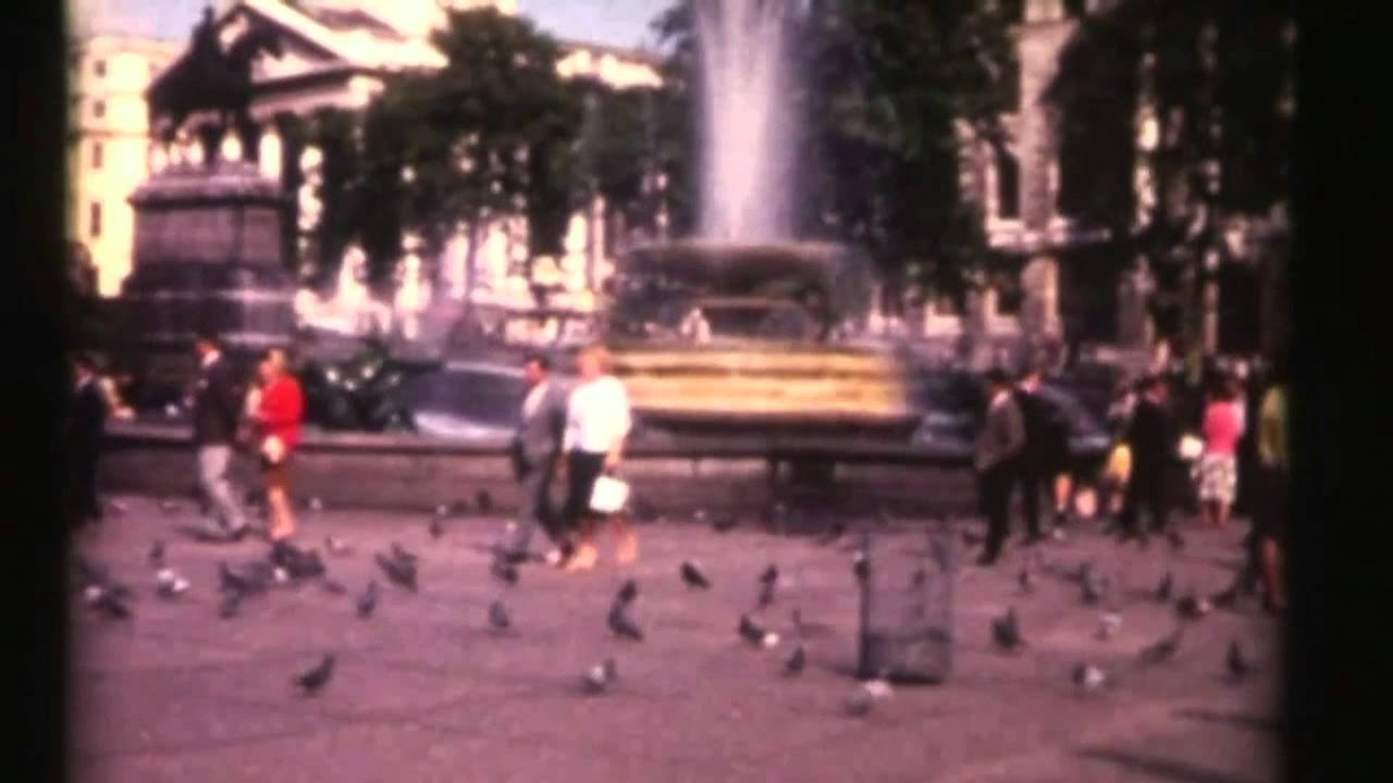 1960 LONDON (PART 1) ARCHIVE COLOUR FILM RIVER THAMES, BOATS,TRAFALGER SQUARE