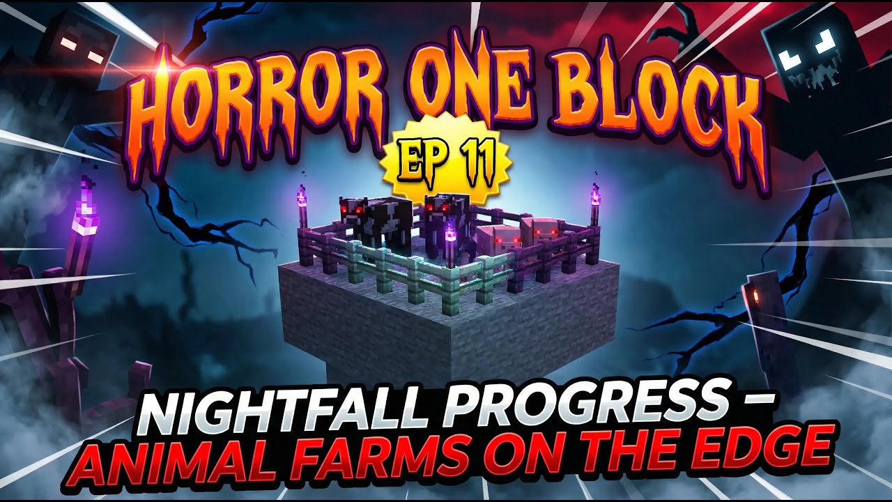 Nightfall Progress – Animal Farms on the Edge in Minecraft Horror One Block - Ep 11