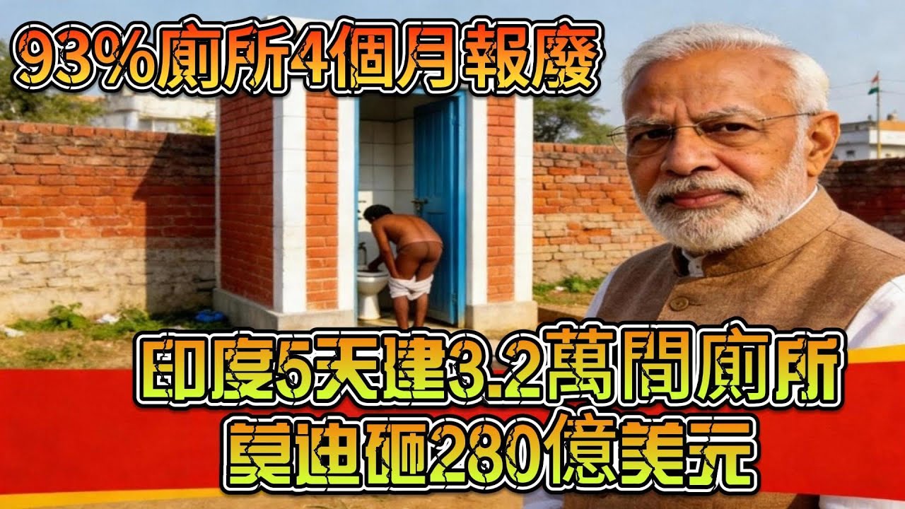 印度5天建3.2萬間廁所莫迪砸280億美元，93%廁所4個月報廢