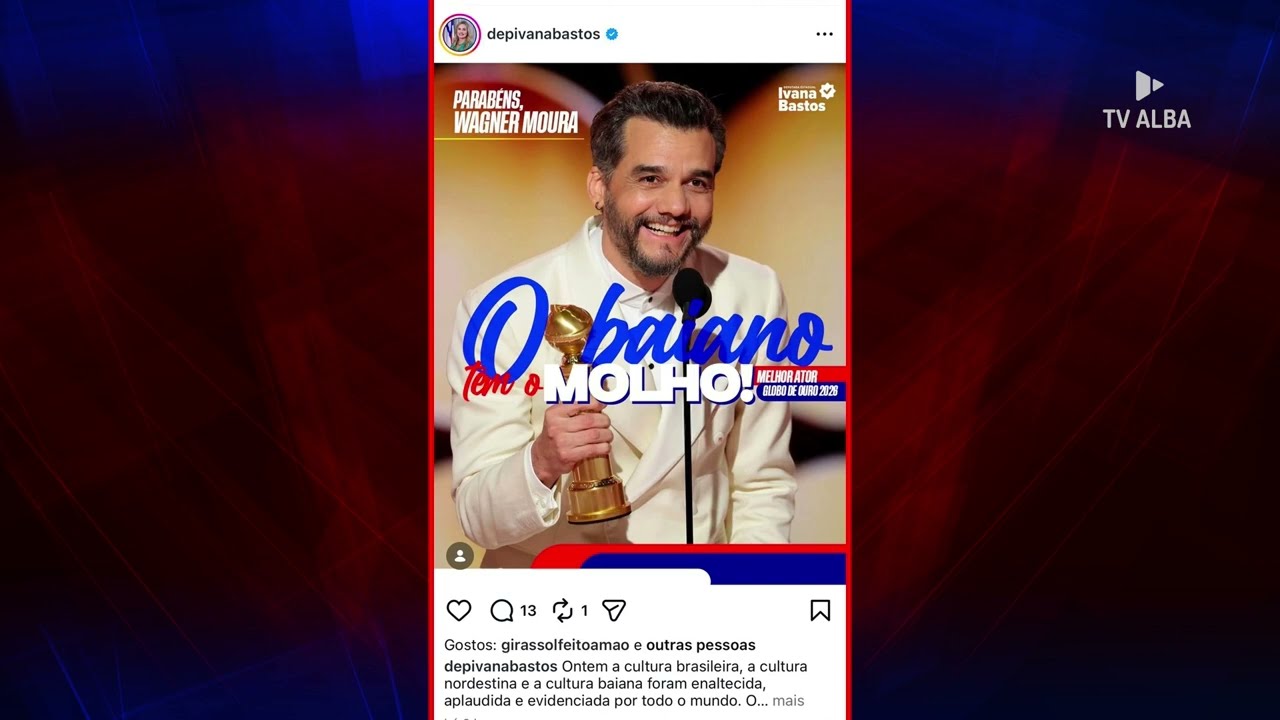 BAIANO WAGNER MOURA LEVOU O PRÊMIO GLOBO DE OURO NA CATEGORIA MELHOR ATOR - 12.01.2026