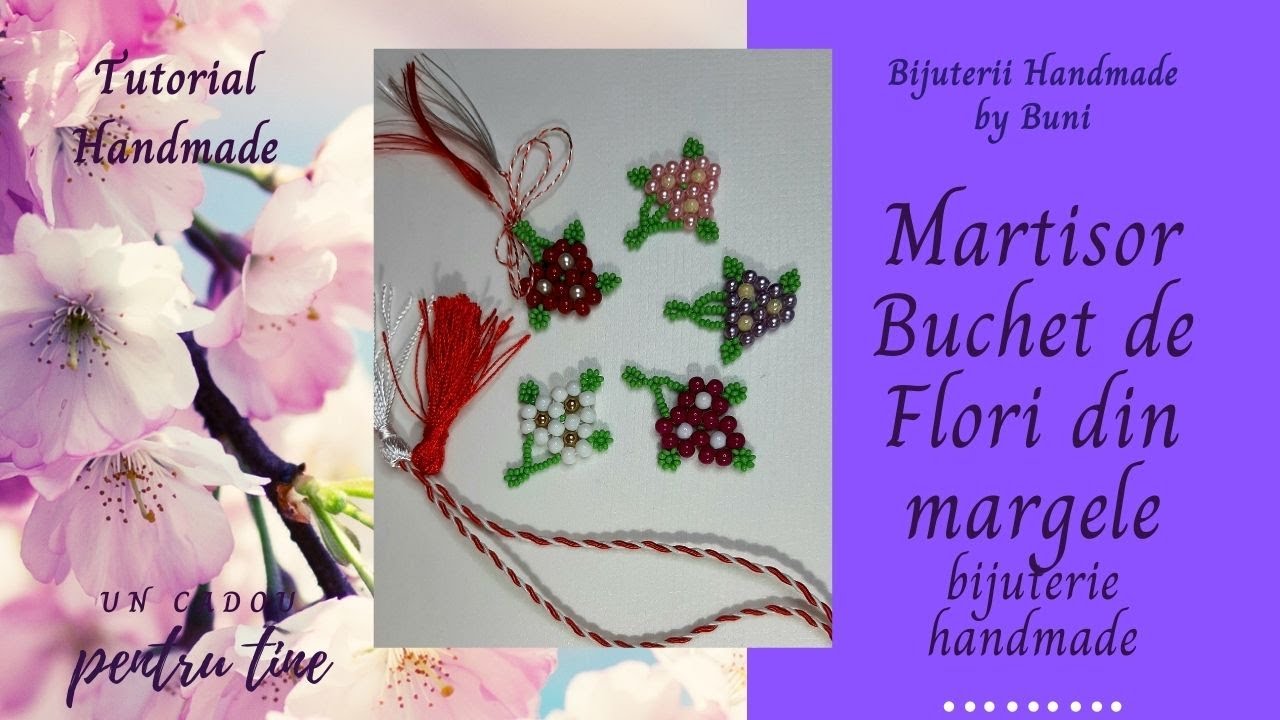 Flori in buchet martisor handemade din margele