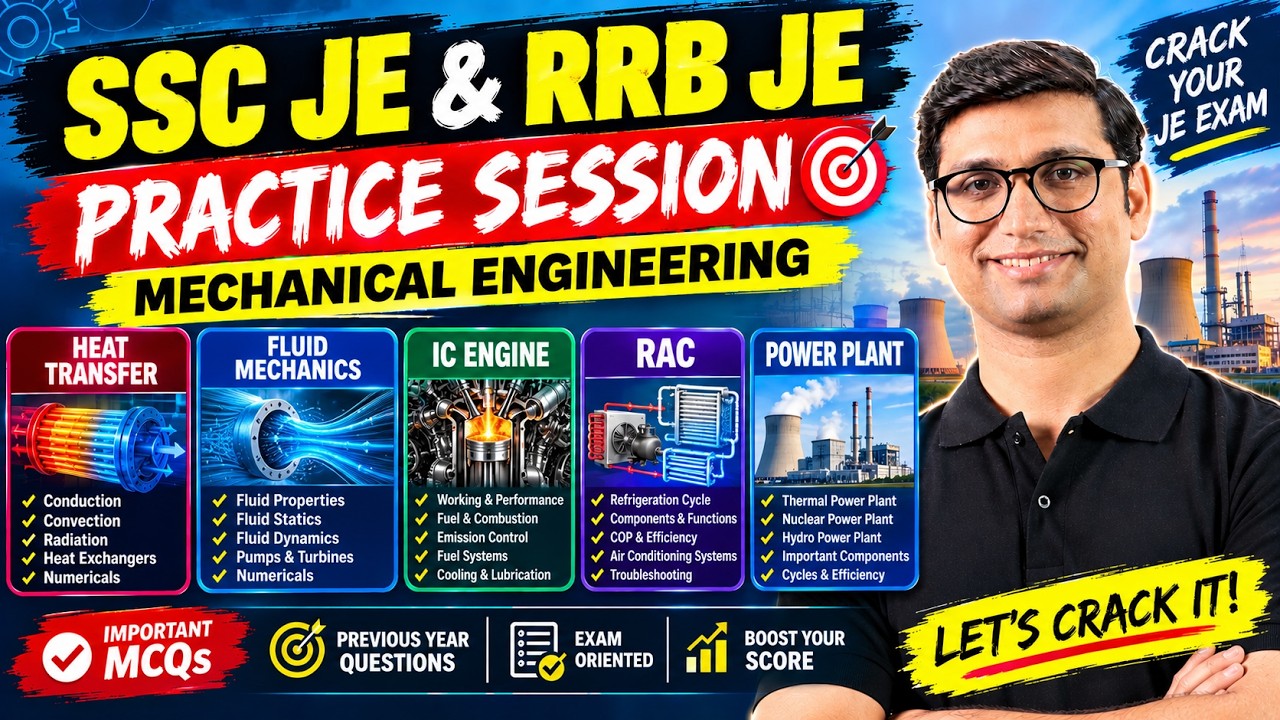 SSC JE & RRB JE Mechanical Practice Session 🔥 | Thermal+ Fluid Mechanics