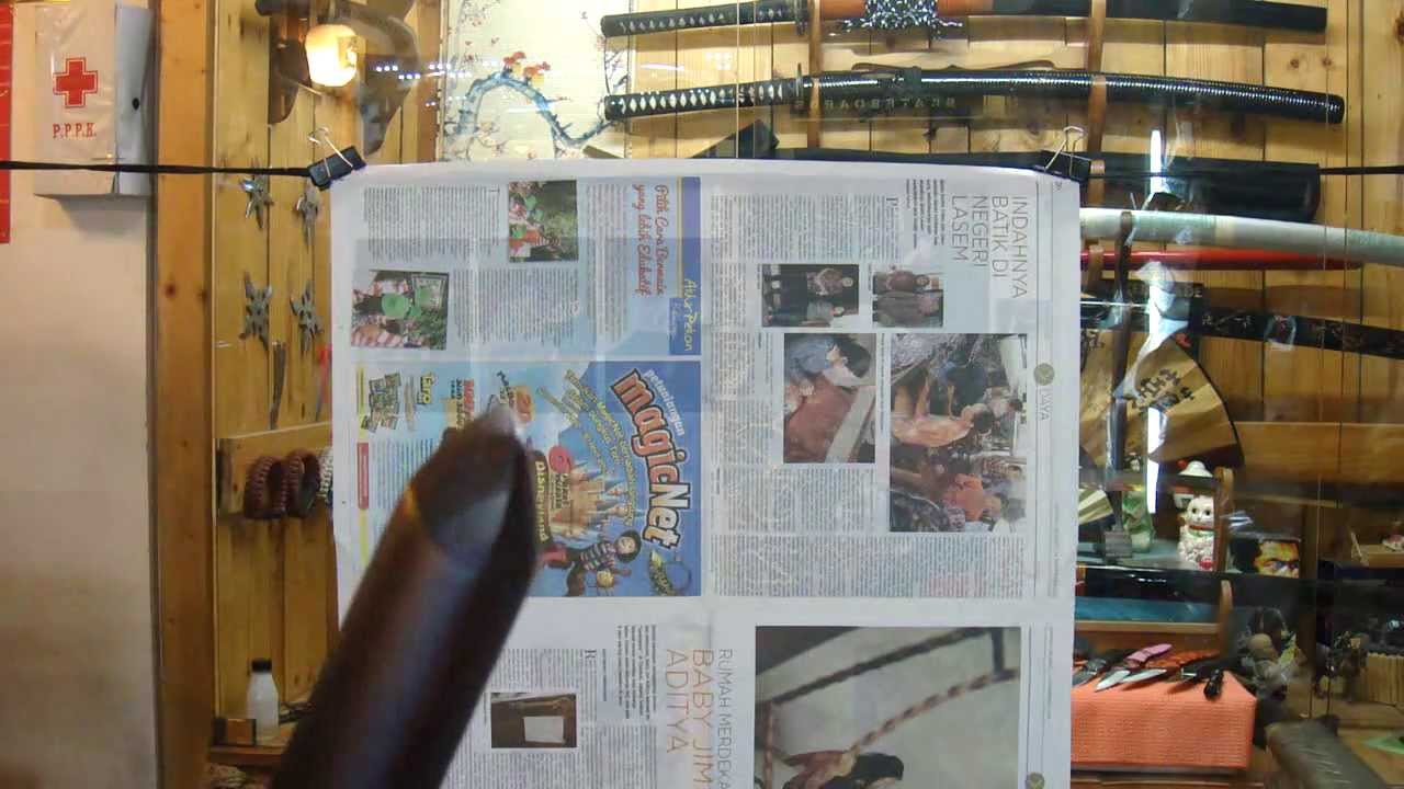 How to Slice Cut Newspaper using wooden sword bokken, or other dull weapon