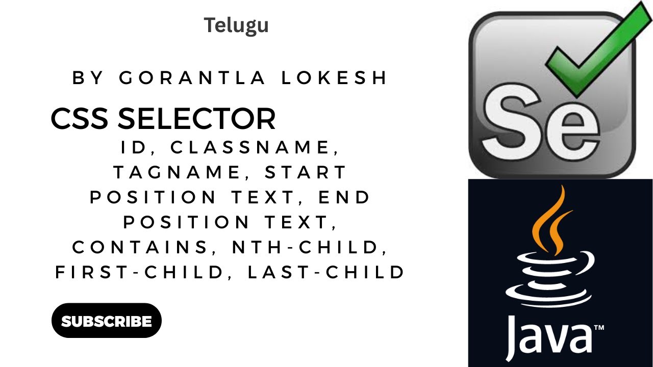 Selenium Java Tutorial 6: CSS Selector in Selenium Java #telugu #selenium #java