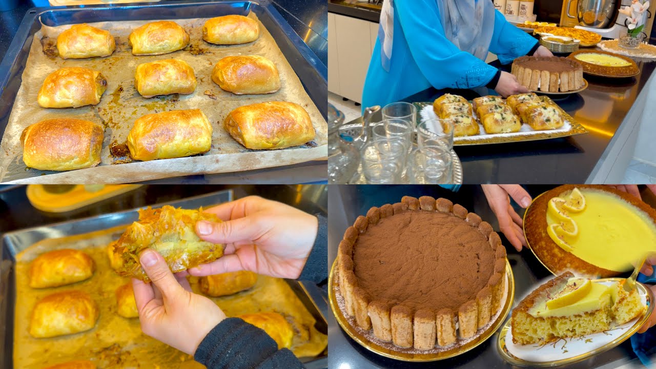 وجديهم بتحميرة وجهك🥰مملحات بدون زبدة مورقين وبحشوة اقتصادية بسبوسة بالكريمة وتيراميسو اقتصادي ولذيذ😍