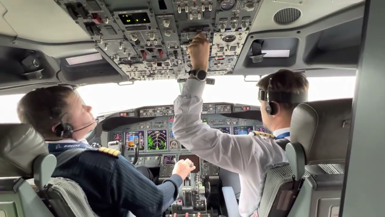 Gusty winds. Approach and Landing in London Gatwick. Boeing 737NG.
