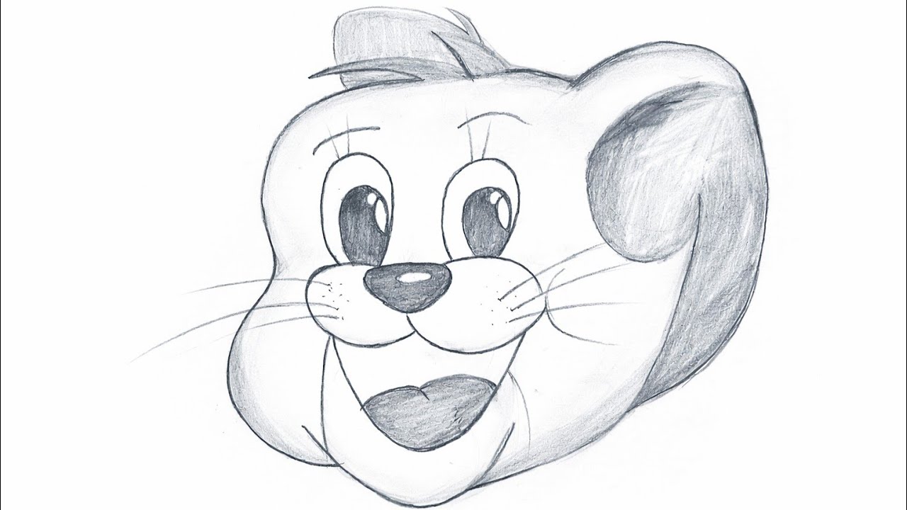 Jerry Mouse Face Pencil Drawing| Easy Cartoon Sketch for Beginners 