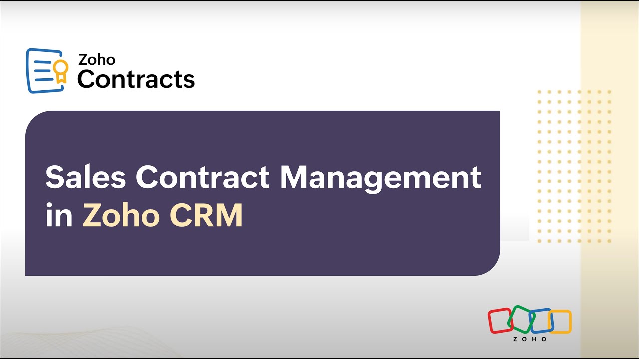 Sales contract management in Zoho CRM | Zoho Contracts Integration Webinar
