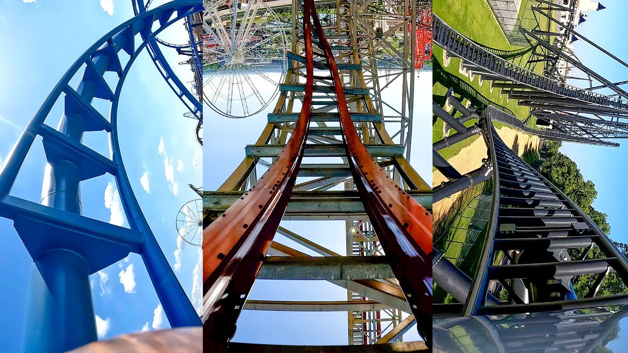 Все американские горки в Energylandia! Все 17 горок! Вид с переднего сиденья!