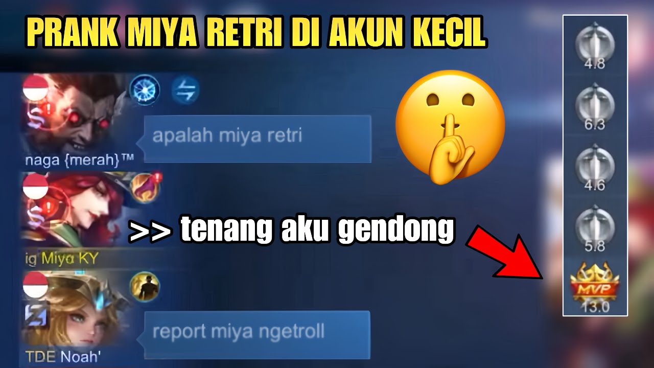 PRANK MIYA SPELL RETRI !! ENDINGNYA NGEGENDONG 1 TIM🤫 - MOBILE LEGENDS