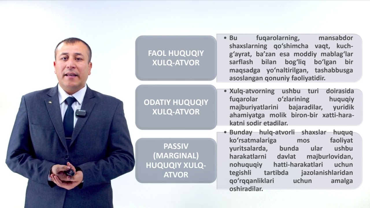 Huquqiy xulq-atvor, huquqbuzarlik va javobgarlik | Videodars
