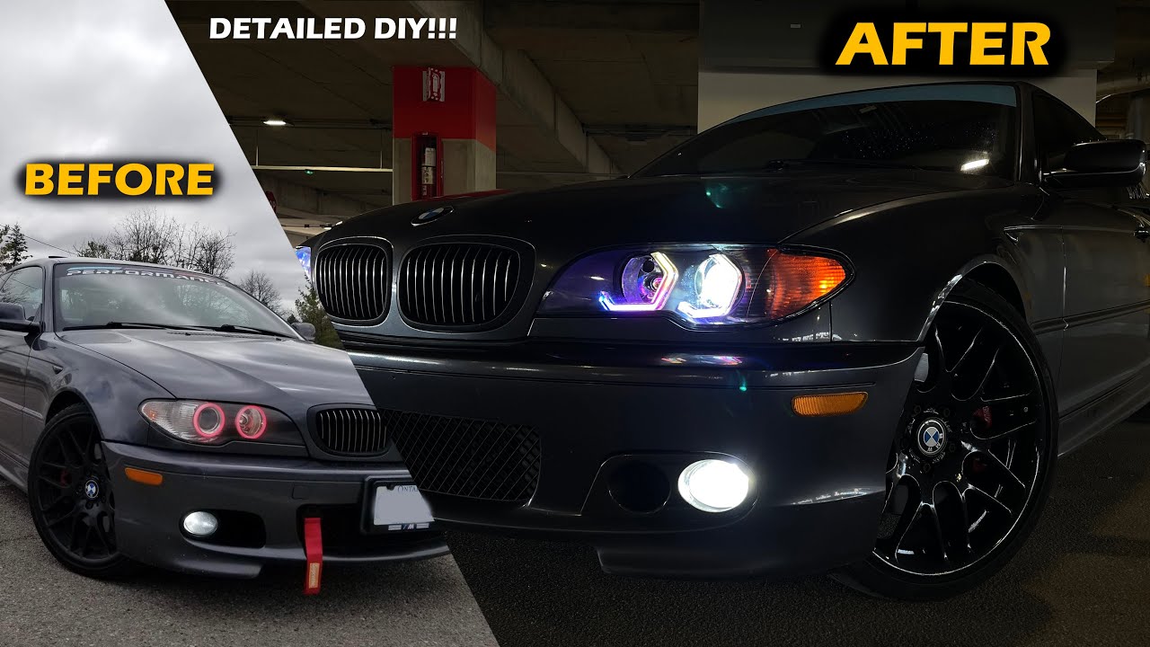 DIY E46 HEADLIGHT MOD LCI / F Series Angel Halo Eye Retrofit INSTALL!