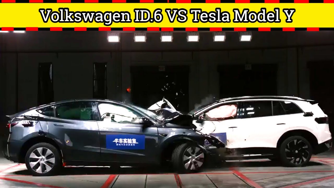 2022 Tesla Model Y vs VW ID.6 Crozz - CRASH TEST