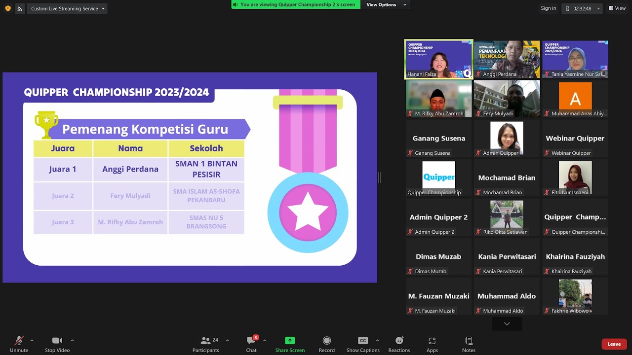 Pengumuman Juara 1 Lomba Guru Quipper 2024