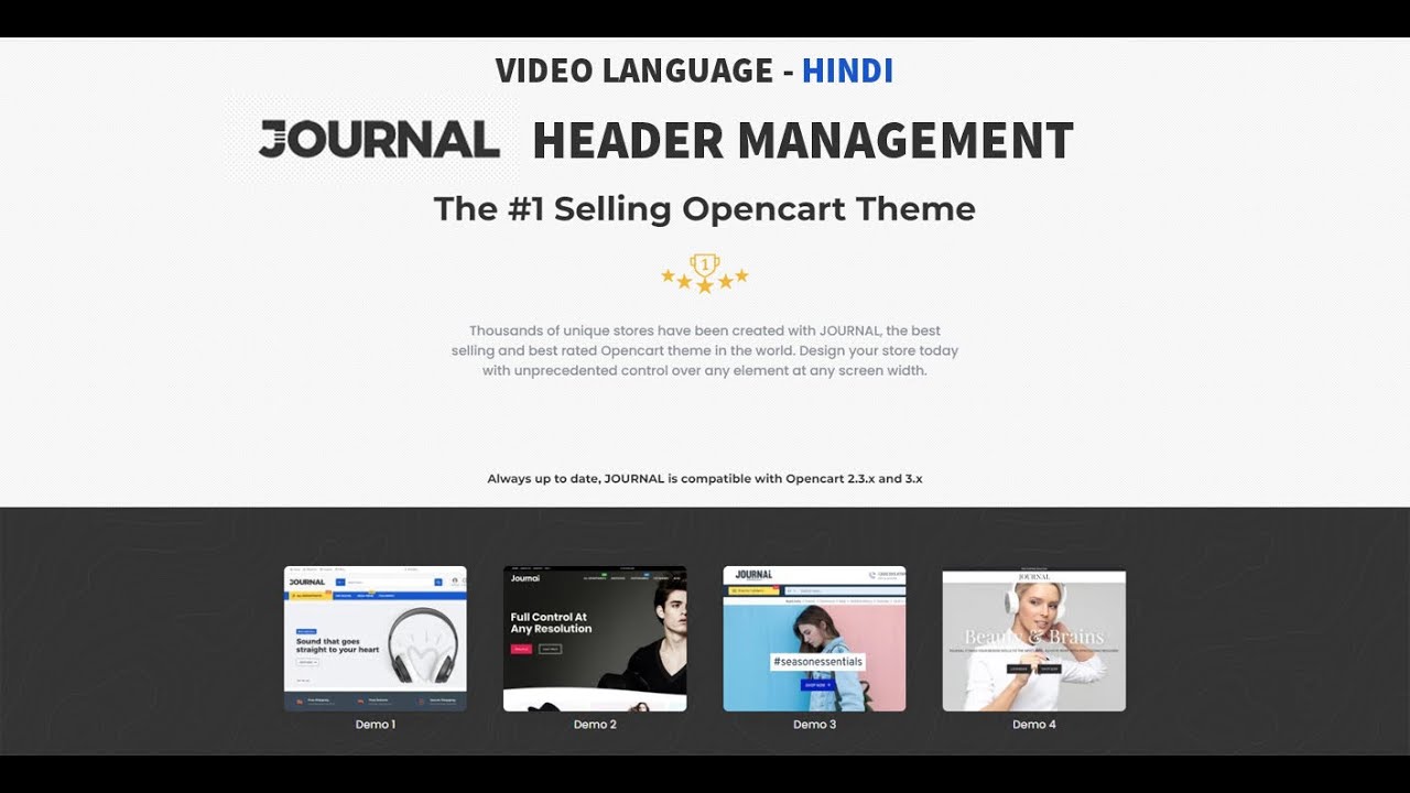 Journal Theme demo 7 Full Header Management | OpenCart 3 | Part - 1