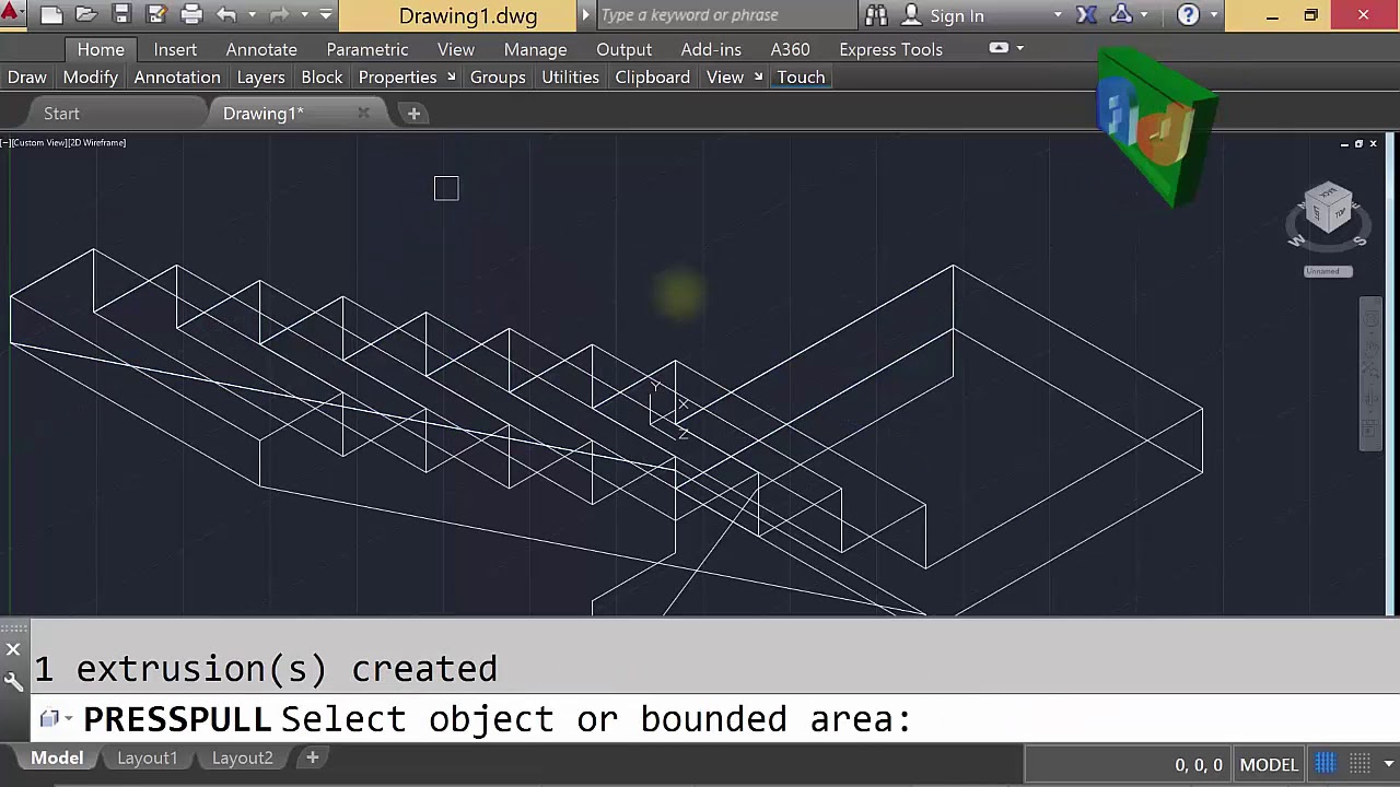 Autocad - Latihan 3D - Tangga Beton Bentuk U