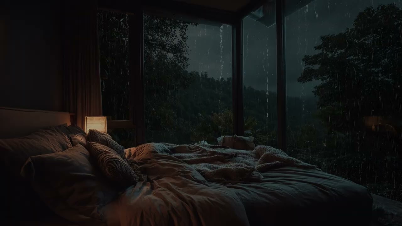 Rain lingers beyond the window 🌧️ as the room slows and breathing finds a rhythm now