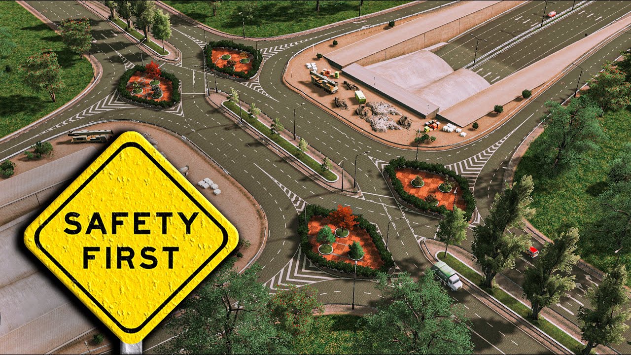 Самая БЕЗОПАСНАЯ РАЗВЯЗКА. КАК ПОСТРОИТЬ Diverging Diamond Interchange в Cities Skylines Nurburg #4
