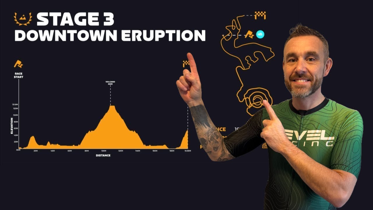 Zwift Games 2025 — разведка 3-го этапа — извержение в центре города