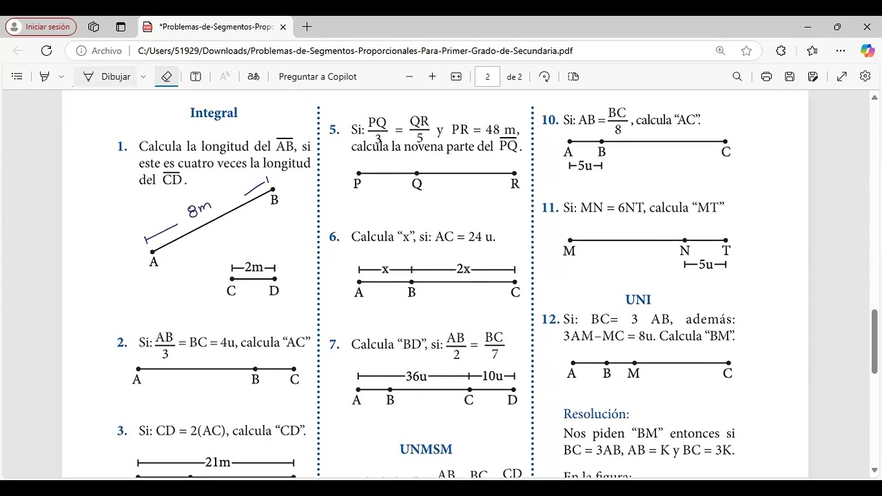 SEGMENTOS PROPORCIONALES EJERCICIOS RESUELTOS
