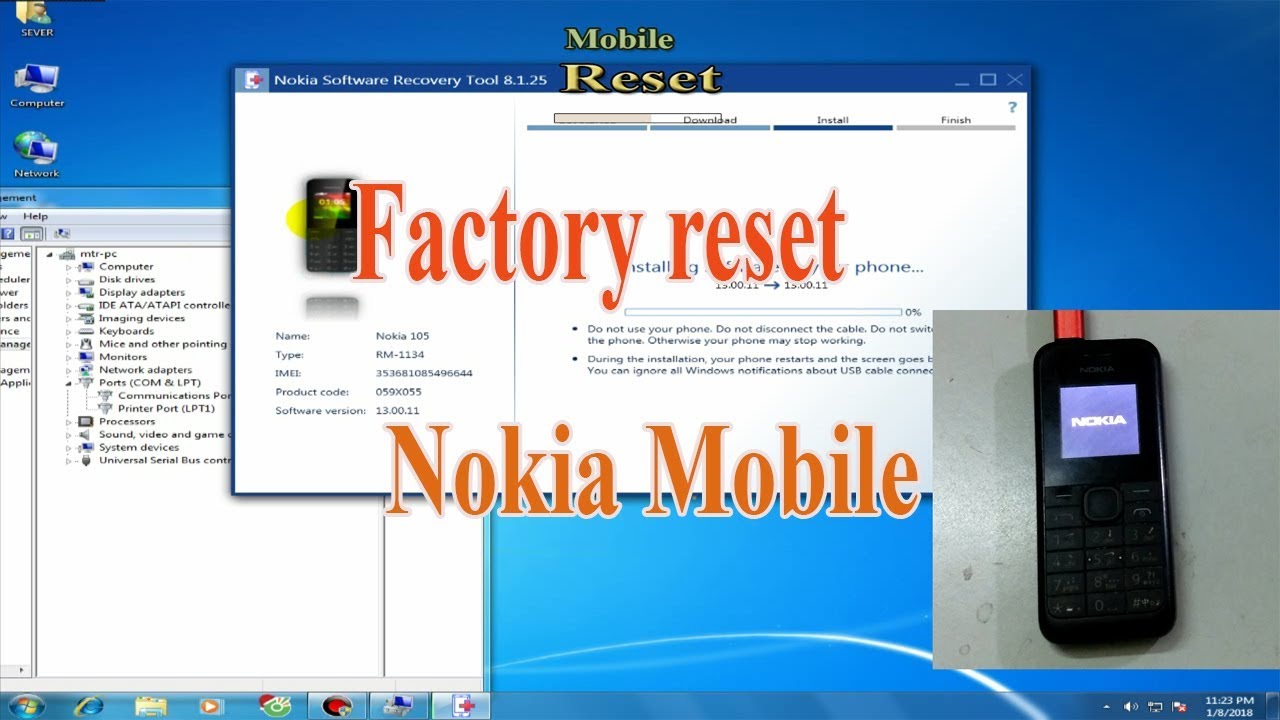 How to Factory Reset Nokia Mobile with Nokia Software Recovery Tool 8.1.25.