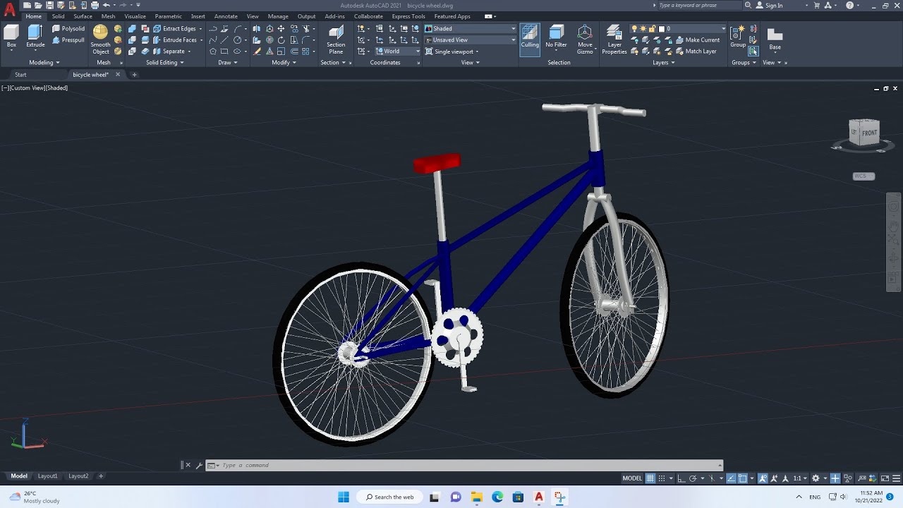 Autodesk, AutoCAD 3D, How to drawing bicycle in autoCAD, skeches of bicycle P2