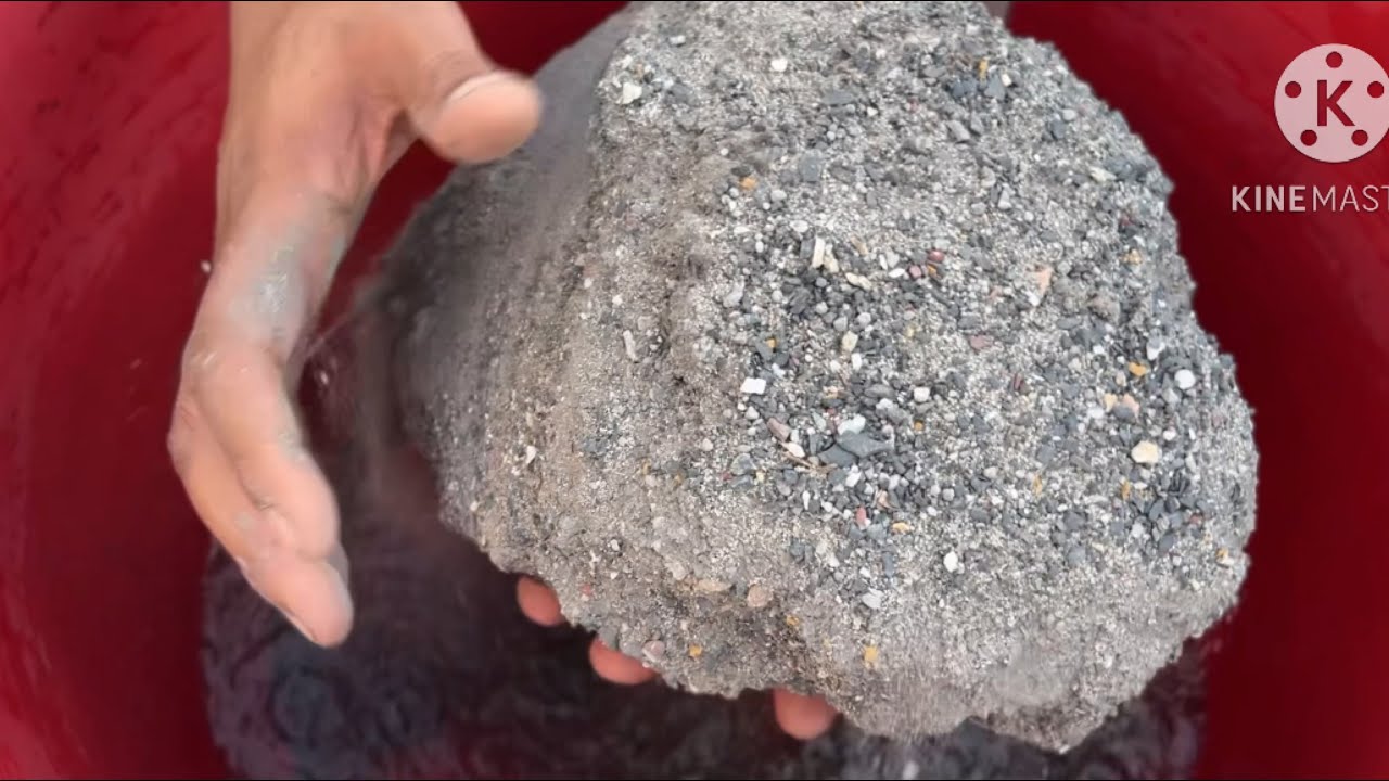 Black sand cement chunks water crumbling #satisfying #sandcement