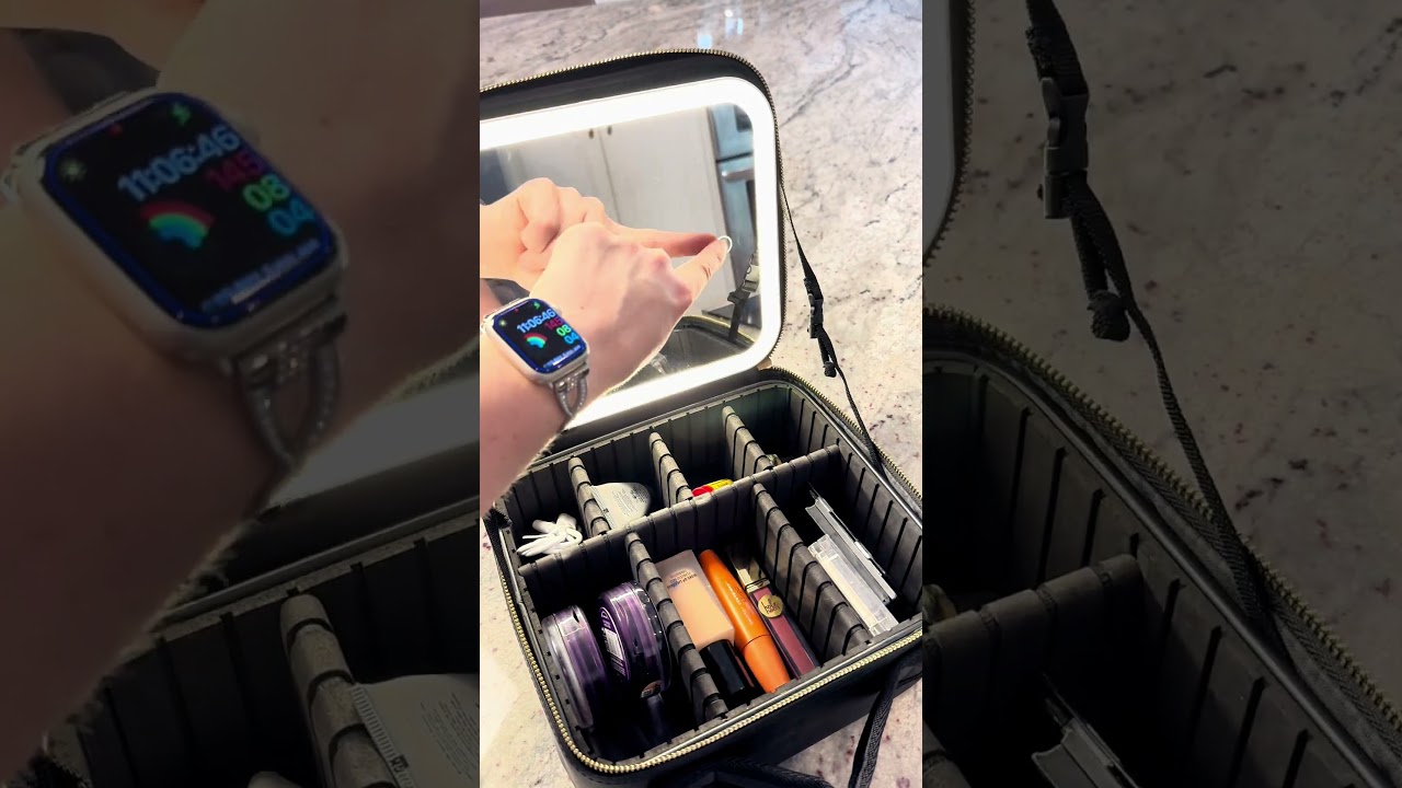 Makeup Travel Bag with Mirror & LED #makeupbag #travelmakeupbag #amazonfinds