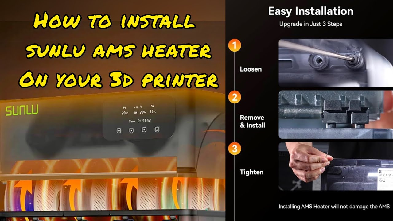 How to Install Sunlu AMS Heater/Dryer on 3D Bambu P1P,P1S, X1-Carbon,X1E,and H2D. Easy Install Guide