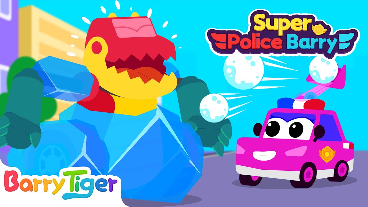 Police Car vs. Dinosaur Car🦖Epic Showdown! | Kids Cartoons | Police Cartoons | BarryTiger