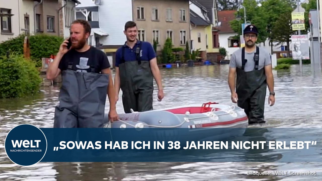 SCHLAUCHBOOT-SCHUTTLE: Feuerwehr kutschiert Bürger zu Supermarkt und Apotheke! Hochwasser Saarland