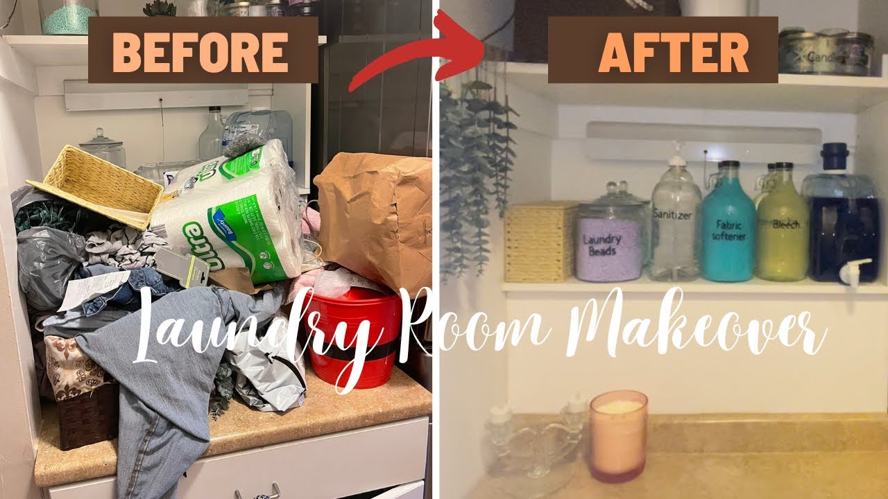 MY SMALL LAUNDRY ROOM MAKEOVER-ORGANIZARION , DEXLUTTER , RESTOCK & MAKEOVER