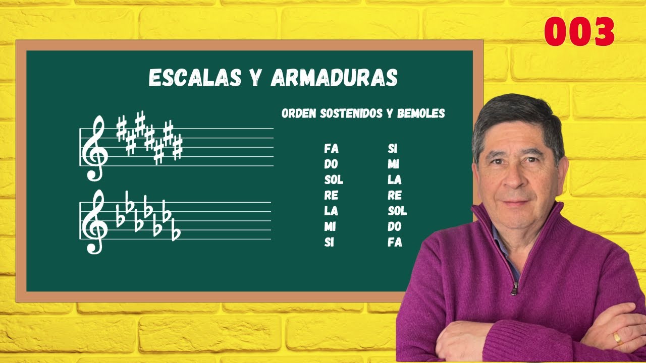 003 ARMADURAS Y ESCALAS. TODAS LAS ESCALAS MAYORES CON SOSTENIDOS Y BEMOLES PARA APRENDER BIEN.