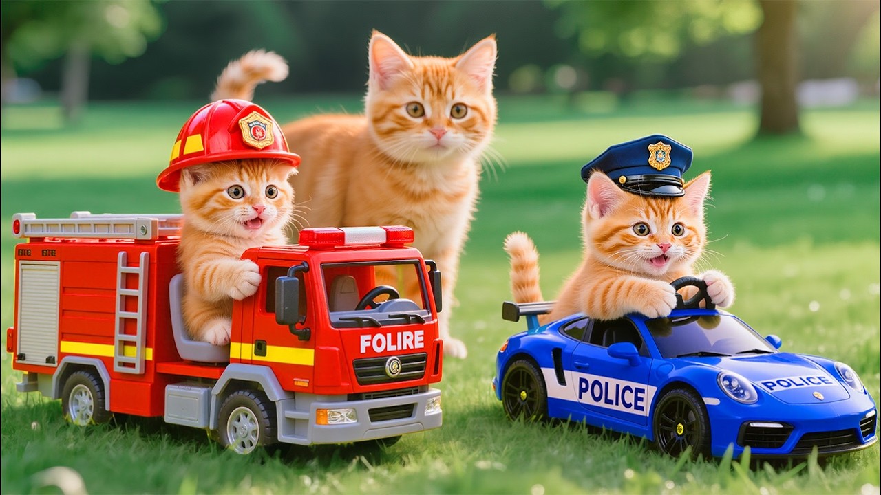 🐱🚒 Kitten Dreams of Becoming a Firefighter and Police Officer — A Journey of Courage & Growth 🚓✨