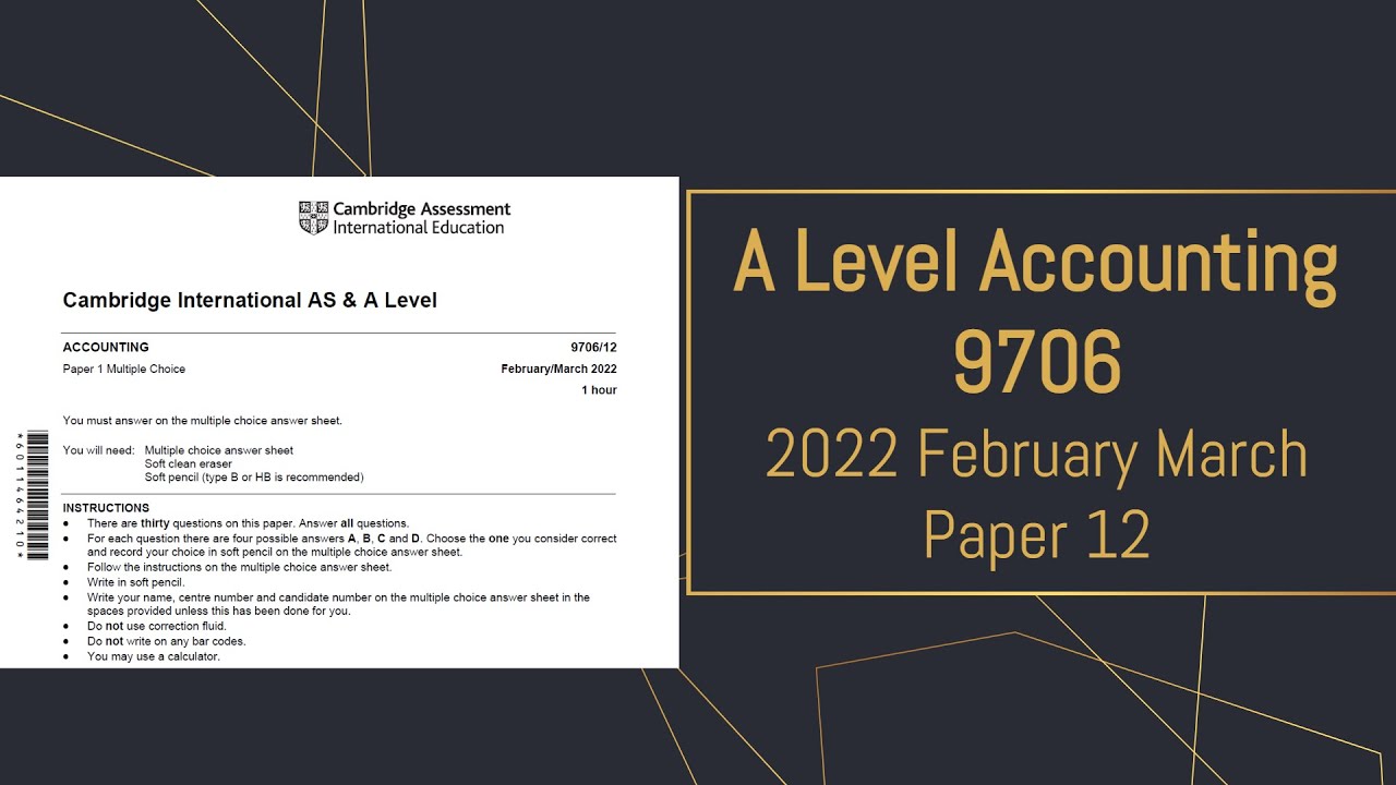 A Level Accounting February March 2022 Paper 12 9706/12