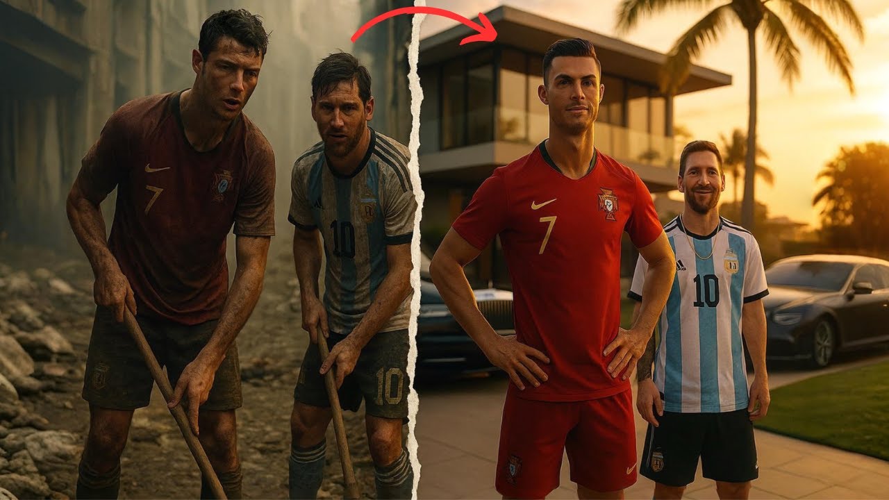 From Broke to Buying a Luxury House 💪🏠 | Ronaldo & Messi Hustle Story #football #ronaldo #messi