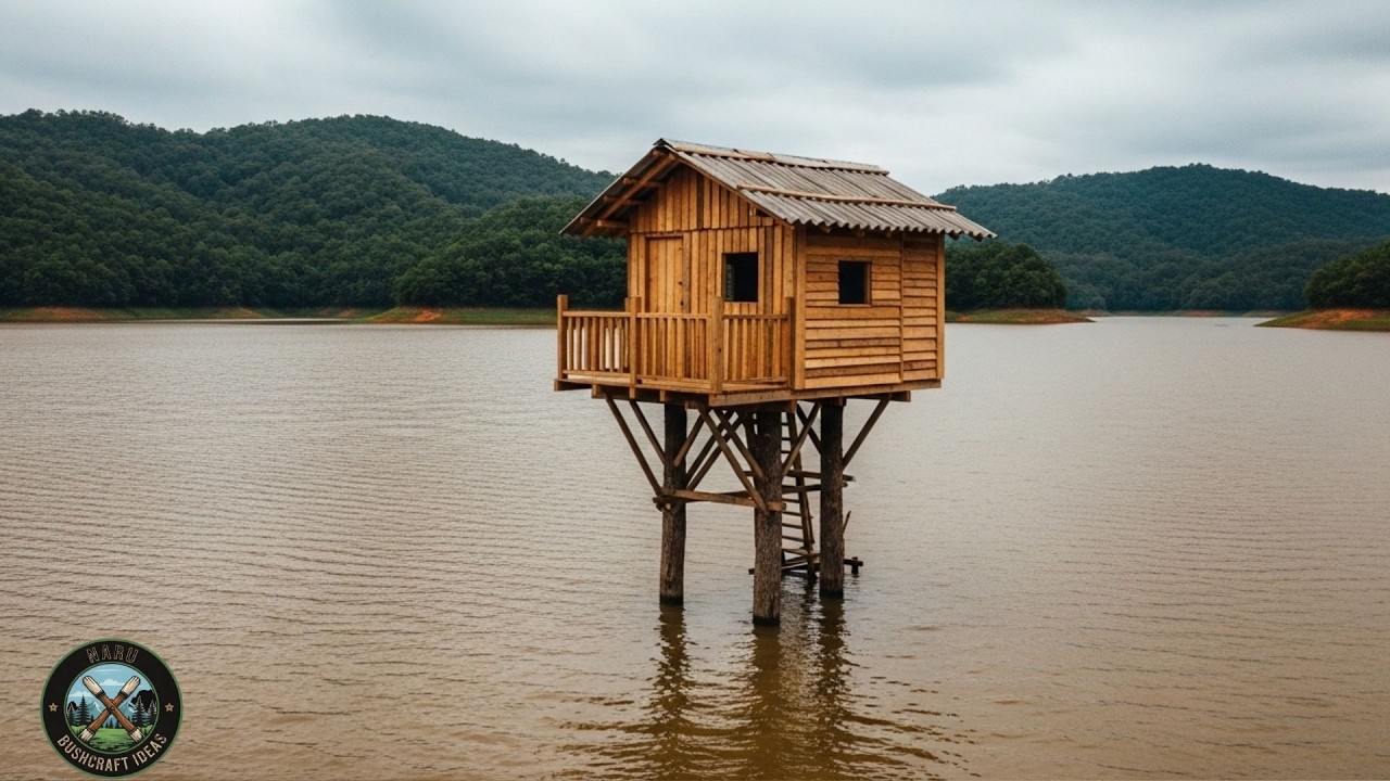 Ultimate Challenge — Building a Survival House on the Lake | Bushcraft skill