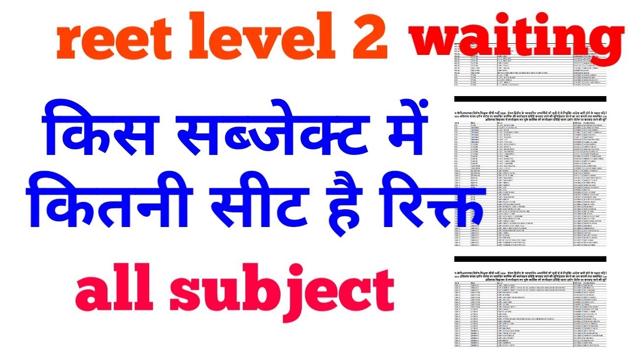 Reet level 2 subject wise non joined candidate