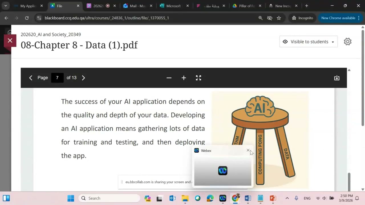 2026_03_09_AI and Society 20349 فصل 8 المعطيات شرح اخر موسى العقلة ذكاء اصطناعي ربيع 2026 جميل