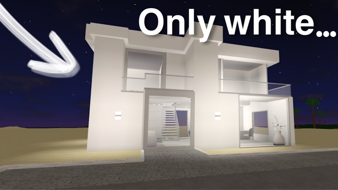 I Built a Bloxburg House Using ONLY White…(Challenge)